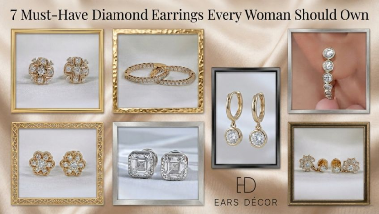 Ears Decor essential diamond earring collection, 7 styles every woman should own display